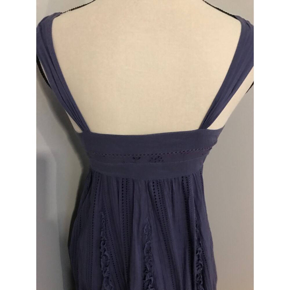 Anthropologie Lithe Savannah Eyelet Lace Sundress Blue Empire Waist Ruffle Sz 2 - Picture 6 of 11